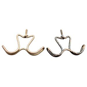 Vintage Black Metal Double Hook Wall Mount Hanger with Screw Set of 2